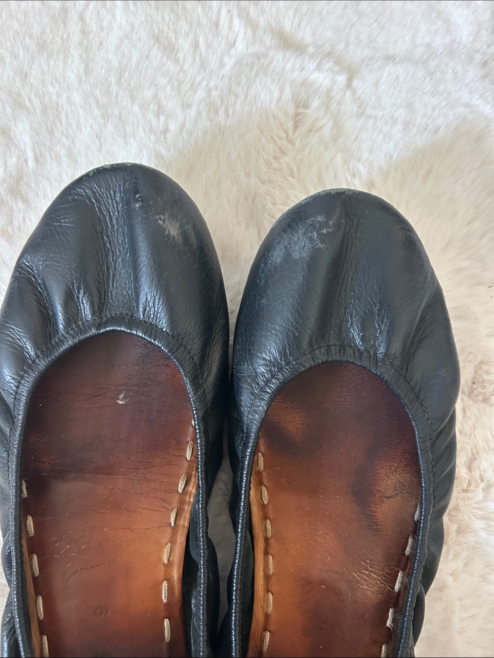 Tieks Black Leather Flats with Teal Soles - Picture 6 of 6